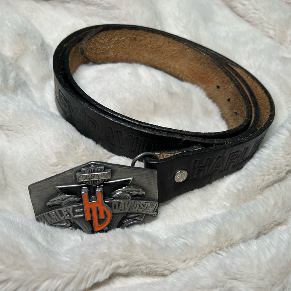 Harley-Davidson Black Leather Belt with Logo Buckle